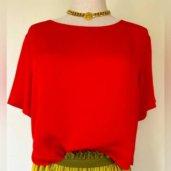 Theory bright orange viscose top perfect length Size Small - Picture 2 of 7